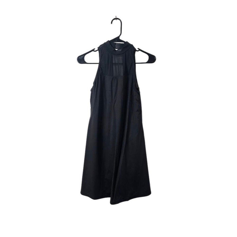 Halara Tennis Dress Womens Medium Black Mesh Mock Neck Softlyzero Airy NWT
